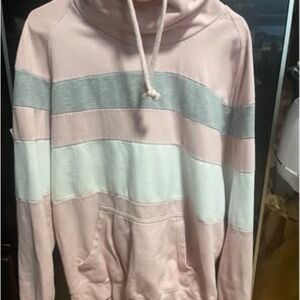 Pink and White Striped Hoodie